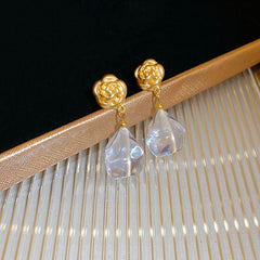 Retro Square Flower Stud Earrings