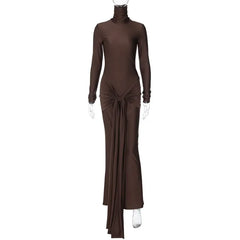 Turtleneck Low Waist Bandage Maxi Dress