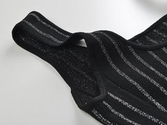 Stripes Silver Sparkling Knitted Sleeveless Dress