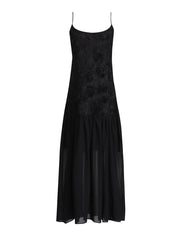 3D Flower Patchwork Chiffon Pleated