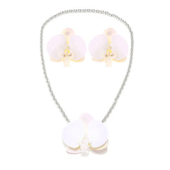 Flower Pendant Necklace + Earrings Set