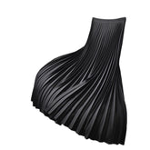 Solid Pleated A-Line Skirt