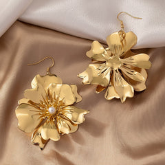 Retro Flower Petal Hook Earrings