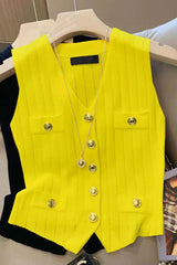 V-Neck Slim Fit Sleeveless Knitted Vest