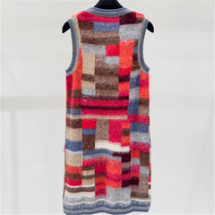 Plaid U-Neck Sleeveless Knit Dress