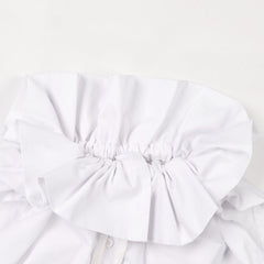 Solid Stand Collar Drawstring Loose Top