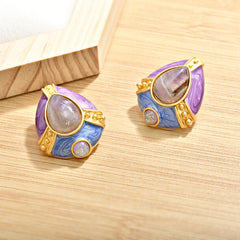 Retro Rhombus Glass Earrings