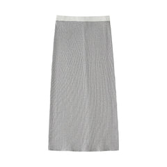 Striped Knitted Off Shoulder Top + Skirt