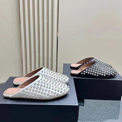 Rhinestone Wrapped Head Flat Sandals