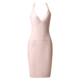 Solid Hanging Neck Bandage Dress