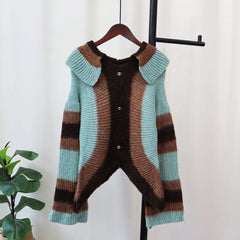 Vintage Stripe Knitted Single-Breasted Cardigan Sweater