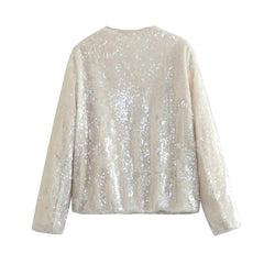 Sequin Shimmer Zip Up Pilot Jacket