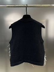 Spliced Feather Single Breasted Knitted Vest