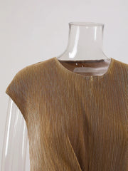 Metallic Slim Fit Pleated Dress