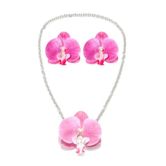 Flower Pendant Necklace + Earrings Set