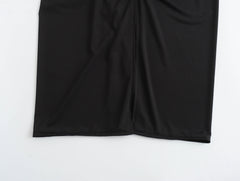 Pre Order: Backless Pleated Bag Hip Hanging Neck Dress