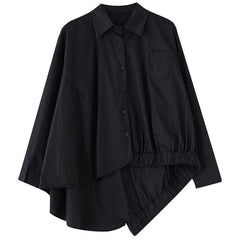 Pre Order: Black Loose Asymmetric Oversized Shirt