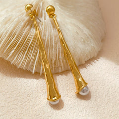 Pearl Geometric Metallic Earrings