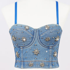Galaxy Rhinestone Denim Corset