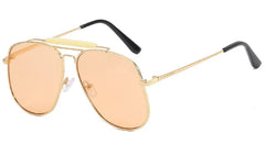 Metal Frame Double Bridge Oversize Sunglasses