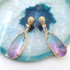 Gradient Purple Zircon Water Drop Earrings