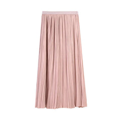 Classic Solid Pleated  A-Line Skirt