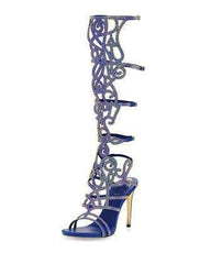 Suede Hot Diamond Laser Hollow Out Roman Sandals