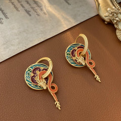 Retro Palace Dragon Shaped Hoop Earrings