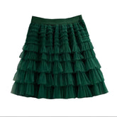 A-Line Layer Mesh Short Skirt