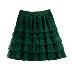 A-Line Layer Mesh Short Skirt