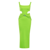 Green Hollow Out Bandage Dress