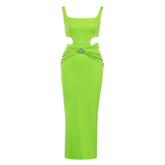 Green Hollow Out Bandage Dress