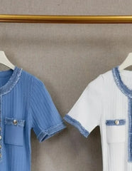 Elastic Slim Fit Round Neck Button Up Maxi Knit Dress