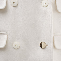 Multi Pocket Woolen Double Breasted Long Coat