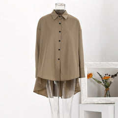 Solid Irregular Long Sleeve Casual Shirt