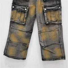 Multi Pocket Rusty Wide Leg Jeans