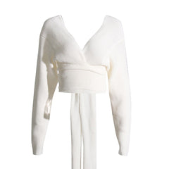 Casual Solid Knitted Backless Sweater