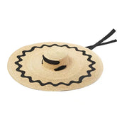 Patch Flat Top Large Brim Straw Hat