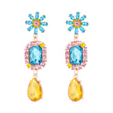 Crystal Flower Water Drop Earrings