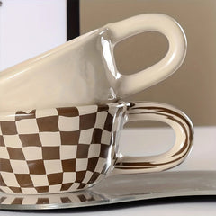 Retro Checkerboard Ceramic Mug