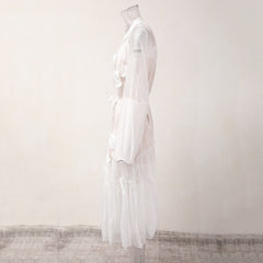 3D Floral Patchwork Lace Up Dress