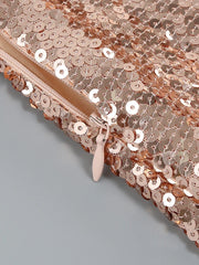 Sequin Long Sleeved Top + Hip Wrapped Skirt Set