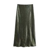 Sequin Embellished A-line Hip-Hugging Skirt