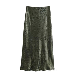 Sequin Embellished A-line Hip-Hugging Skirt