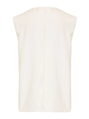 Pre Order: Beige O-neck Asymmetric Split Top