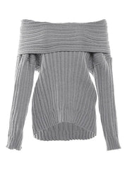 Off Shoulder Knitted Pullover Sweater