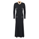 Chic French Ruffled Collar Long Sleeve Long Dress