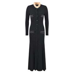 Chic French Ruffled Collar Long Sleeve Long Dress