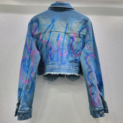 Graffiti on Denim Cropped Jacket