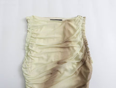 Printed Tulle Sleeveless Pleated Maxi Dress